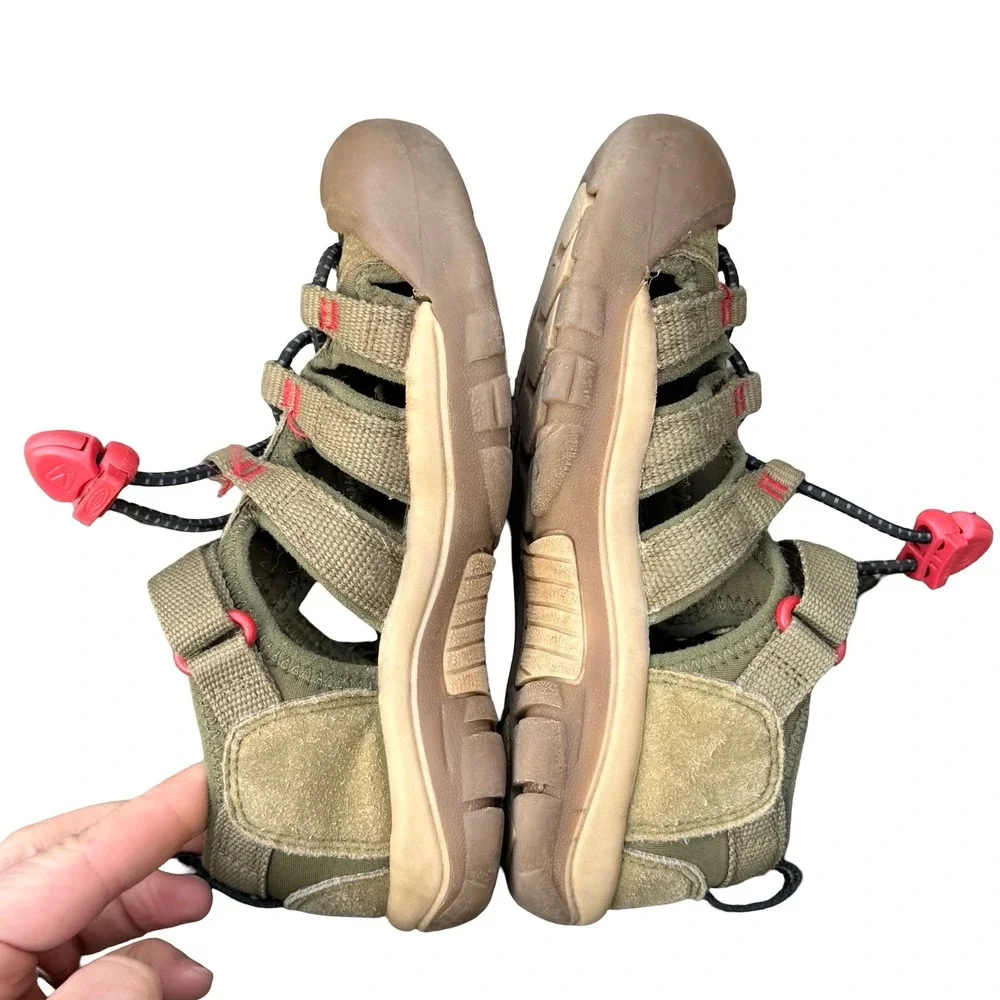 KEEN Kids Water Sandals Newport H2‎ Olive Red Hook and Loop Slip On Size 12
